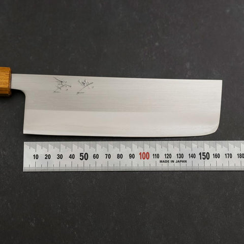 Nakiri White Steel #1 Edelstahlummantelung Poliert Eichenholz Griff 165mm-[Musashi]-[Japan-Küchenmesser]