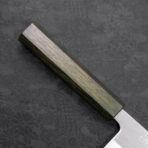 Nakiri White Steel #1 Edelstahlummantelung Poliert Grüner Urushi Griff 165mm-[Musashi]-[Japan-Küchenmesser]