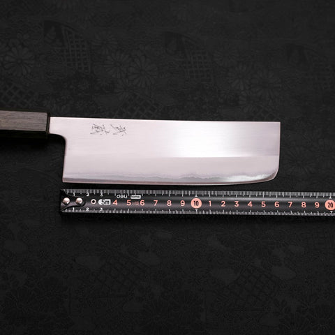 Nakiri White Steel #1 Edelstahlummantelung Poliert Grüner Urushi Griff 165mm-[Musashi]-[Japan-Küchenmesser]