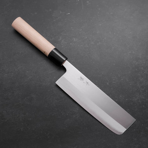 Nakiri White Steel #1, Poliert Büffelhorn und Magnolie Griff, 165mm-[Musashi]-[Japan-Küchenmesser]