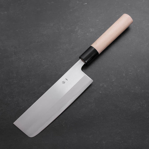 Nakiri White Steel #1 Poliert Büffelhorn und Magnolienholz Griff 165mm-[Musashi]-[Japan-Küchenmesser]