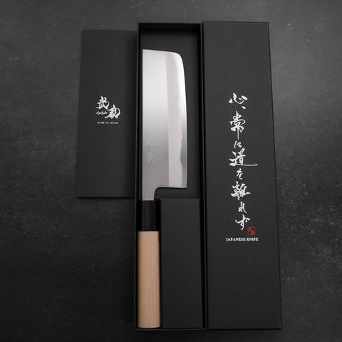 Nakiri White Steel #1 Poliert Büffelhorn und Magnolienholz Griff 165mm-[Musashi]-[Japan-Küchenmesser]