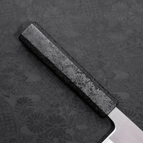 Nakiri White Steel #1 Poliert Schwarzer Ishime Urushi Griff 165mm-[Musashi]-[Japan-Küchenmesser]
