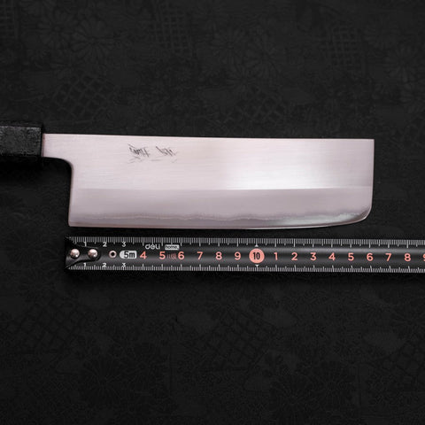 Nakiri White Steel #1 Poliert Schwarzer Ishime Urushi Griff 165mm-[Musashi]-[Japan-Küchenmesser]