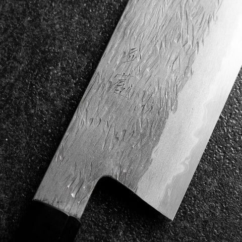 Nakiri White Steel #1 Tsuchime Büffelhorn und Ebenholz Griff 165mm-[Musashi]-[Japan-Küchenmesser]