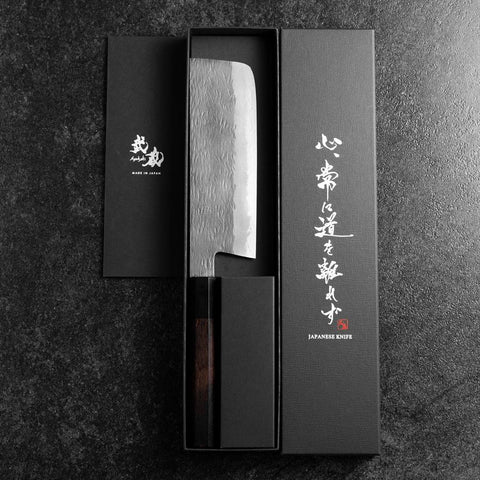 Nakiri White Steel #1 Tsuchime Büffelhorn und Ebenholz Griff 165mm-[Musashi]-[Japan-Küchenmesser]