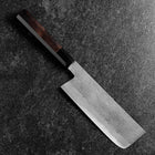 Nakiri White Steel #1 Tsuchime Büffelhorn und Ebenholz Griff 165mm-[Musashi]-[Japan-Küchenmesser]