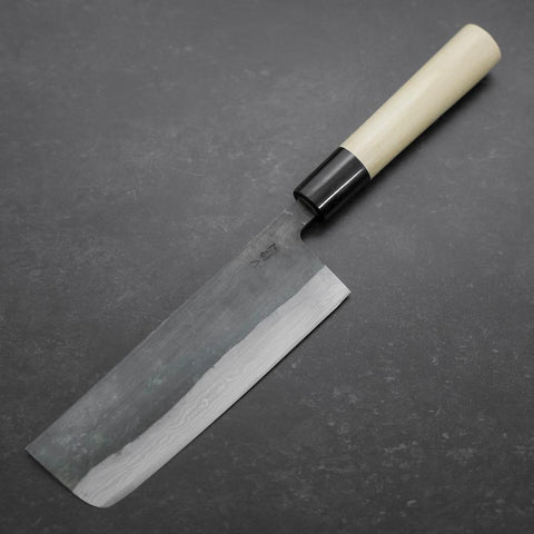 Nakiri White Steel #2 Damast Büffelhorn und Magnolienholz Griff 165mm-[Musashi]-[Japan-Küchenmesser]