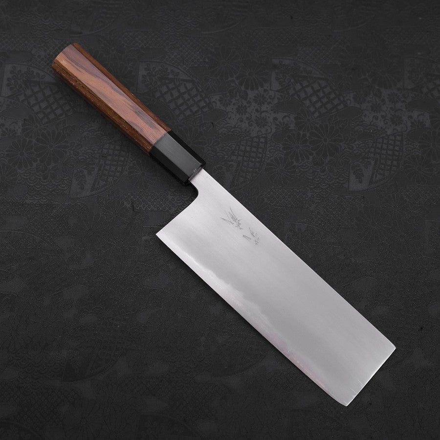 Nakiri White Steel #2 Kasumi Büffelhorn und Teakholz Griff 165mm-[Musashi]-[Japan-Küchenmesser]