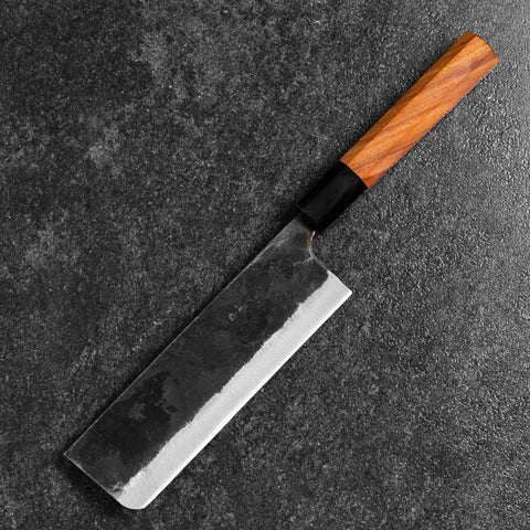 Nakiri White Steel #2 Kurouchi Büffelhorn und Bubinga Griff 165mm-[Musashi]-[Japan-Küchenmesser]