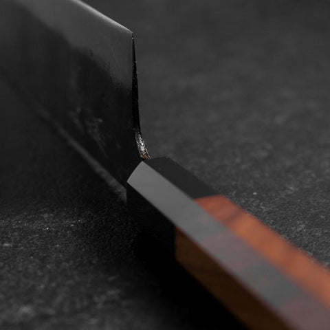 Nakiri White Steel #2 Kurouchi Büffelhorn und Bubinga Griff 165mm-[Musashi]-[Japan-Küchenmesser]