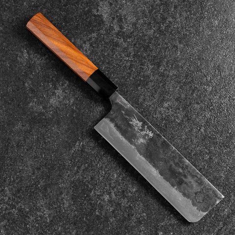 Nakiri White Steel #2 Kurouchi Büffelhorn und Bubinga Griff 165mm-[Musashi]-[Japan-Küchenmesser]