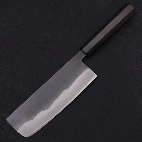 Nakiri White Steel #2 Kurouchi Chokin "Sakura-Fuji" Büffelhorn und Ebenholz Griff 165mm-[Musashi]-[Japan-Küchenmesser]