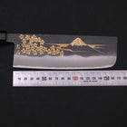 Nakiri White Steel #2 Kurouchi Chokin "Sakura-Fuji" Büffelhorn und Ebenholz Griff 165mm-[Musashi]-[Japan-Küchenmesser]