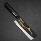 Nakiri White Steel #2 Kurouchi Chokin Sakura-Fuji Büffelhorn und Ebenholz Griff 165mm-[Musashi]-[Japan-Küchenmesser]