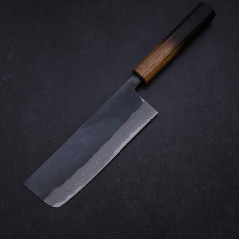 Nakiri White Steel #2 Kurouchi Damast Yaki Urushi Griff 165mm-[Musashi]-[Japan-Küchenmesser]