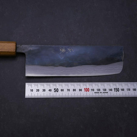 Nakiri White Steel #2 Kurouchi Damast Yaki Urushi Griff 165mm-[Musashi]-[Japan-Küchenmesser]