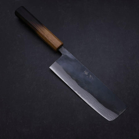 Nakiri White Steel #2 Kurouchi Damast Yaki Urushi Griff 165mm-[Musashi]-[Japan-Küchenmesser]