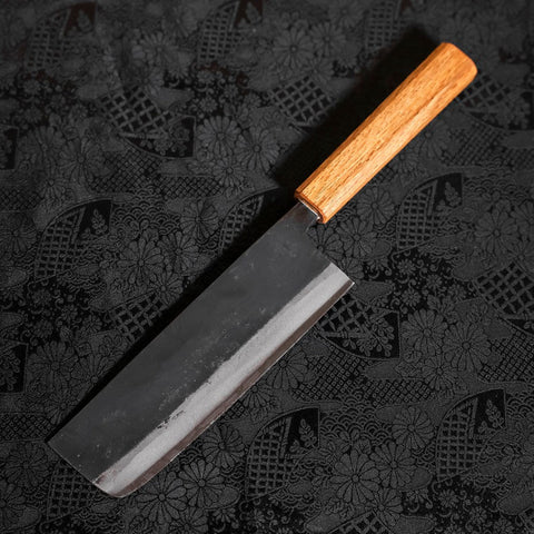 Nakiri White Steel #2 Kurouchi Eichenholz Griff 165mm-[Musashi]-[Japan-Küchenmesser]