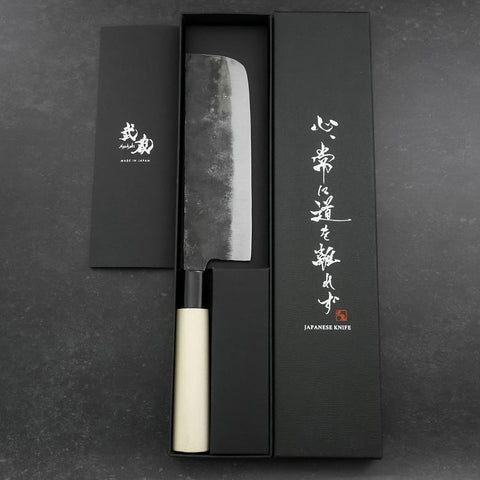 Nakiri White Steel #2 Kurouchi Magnolia Handle 165mm (6.5”)-[Musashi]-[Japan-Küchenmesser]