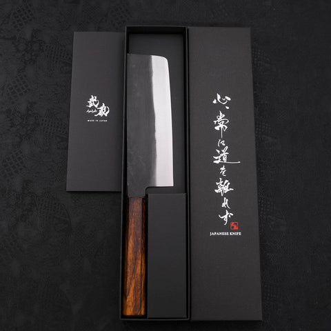 Nakiri White Steel #2 Kurouchi Sumi Urushi Griff 165mm-[Musashi]-[Japan-Küchenmesser]