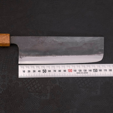 Nakiri White Steel #2 Kurouchi Yaki Urushi Handle 165mm (6.5”)-[Musashi]-[Japanese-Kitchen-Knives]