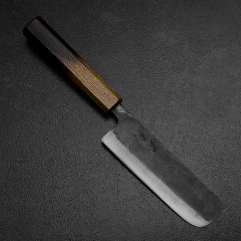 Nakiri White Steel #2 Kurouchi Yaki Urushi Griff 135mm-[Musashi]-[Japan-Küchenmesser]