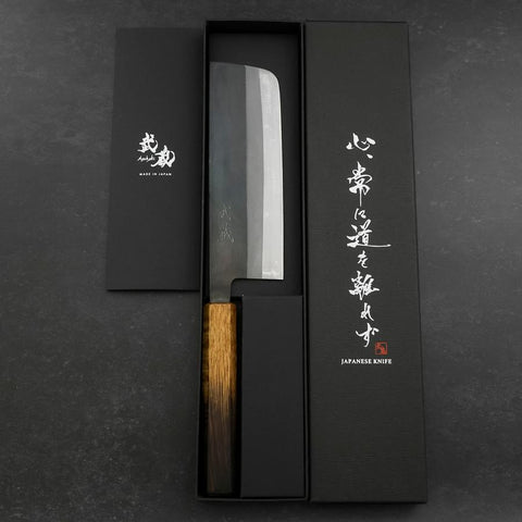 Nakiri White Steel #2 Kurouchi Yaki Urushi Griff 165mm-[Musashi]-[Japan-Küchenmesser]