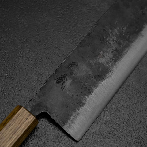 Nakiri White Steel #2 Kurouchi Yaki Urushi Griff 165mm-[Musashi]-[Japan-Küchenmesser]