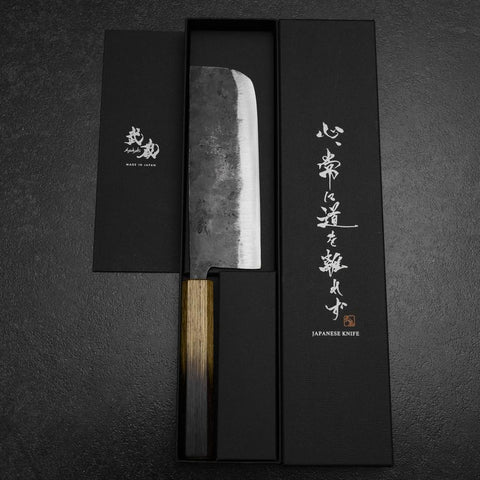 Nakiri White Steel #2 Kurouchi Yaki Urushi Griff 165mm-[Musashi]-[Japan-Küchenmesser]