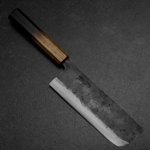 Nakiri White Steel #2 Kurouchi Yaki Urushi Griff 165mm-[Musashi]-[Japan-Küchenmesser]