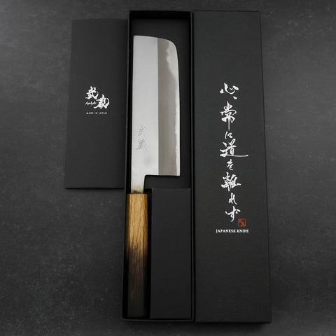 Nakiri White Steel #2 Poliert Yaki Urushi Griff 165mm-[Musashi]-[Japan-Küchenmesser]