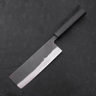 Nakiri White Steel #2 Kurouchi Chokin Ukiyo-E Buffalo Ebony Handle 165mm-[Musashi]-[Japanese-Kitchen-Knives]