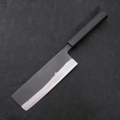 Nakiri White Steel #2 Kurouchi Chokin Ukiyo-E Buffalo Ebony Handle 165mm-[Musashi]-[Japanese-Kitchen-Knives]