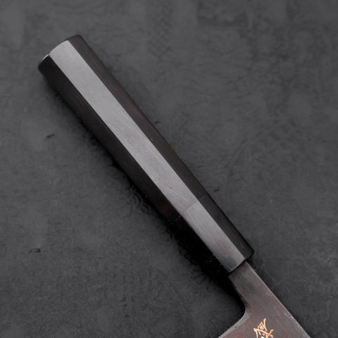 Nakiri White Steel #2 Kurouchi Chokin Ukiyo-E Buffalo Ebony Handle 165mm-[Musashi]-[Japanese-Kitchen-Knives]