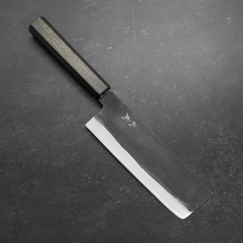 Nakiri White steel #2, Kurouchi Urushi Griff in Grün, 165mm-[Musashi]-[Japan-Küchenmesser]