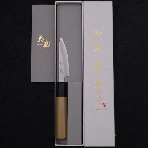 Paring White Steel #1 Polished Buffalo Magnolia Handle 80mm (3.1”)-[Musashi]-[Japan-Küchenmesser]