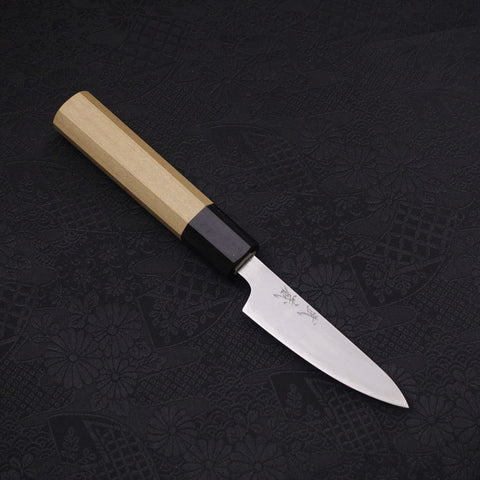 Paring White Steel #1 Polished Buffalo Magnolia Handle 80mm (3.1”)-[Musashi]-[Japan-Küchenmesser]