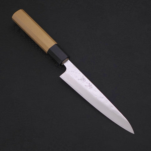 Petty AUS-10 Nashiji Damast Büffelhorn und Magnolienholz Griff 135mm-[Musashi]-[Japan-Küchenmesser]