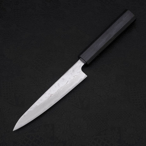 Petty AUS-10 Nashiji Damast Dunkelblauer Urushi Griff 135mm-[Musashi]-[Japan-Küchenmesser]
