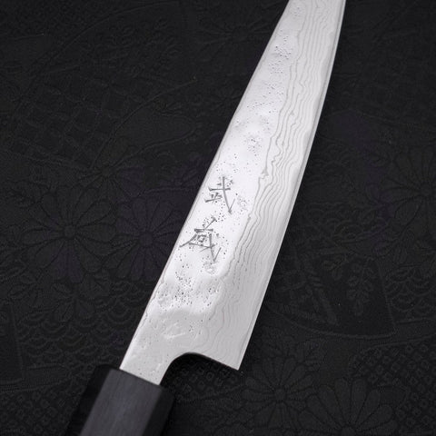 Petty AUS-10 Nashiji Damast Dunkelblauer Urushi Griff 135mm-[Musashi]-[Japan-Küchenmesser]