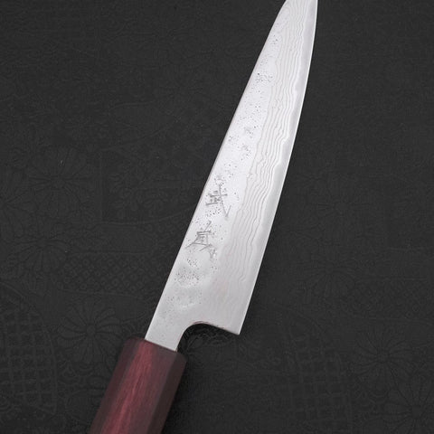 Petty AUS-10 Nashiji Damast Lila Urushi Griff 135mm-[Musashi]-[Japan-Küchenmesser]