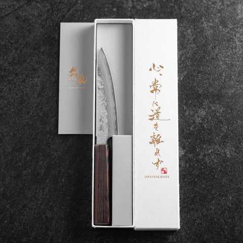 Petty AUS-10 Nashiji Damast Wenge Griff 135mm-[Musashi]-[Japan-Küchenmesser]