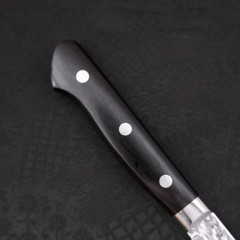 Petty AUS-10 Tsuchime Damast Schwarzer Westlicher Griff 135mm-[Musashi]-[Japan-Küchenmesser]