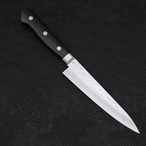Petty AUS-10 Tsuchime Damast Schwarzer Westlicher Griff 135mm-[Musashi]-[Japan-Küchenmesser]