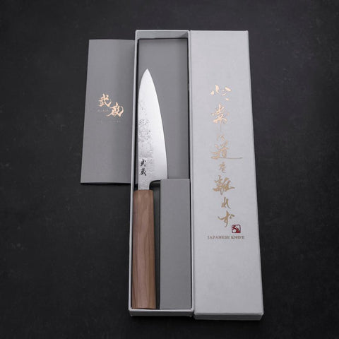Petty AUS-8 Nashiji Olive Handle 120mm (4.7”)-[Musashi]-[Japan-Küchenmesser]