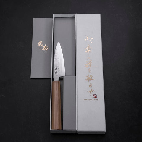 Petty AUS-8 Nashiji Olive Handle 90mm (3.5”)-[Musashi]-[Japan-Küchenmesser]