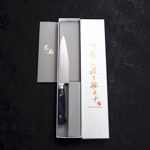 Petty AUS-8 Poliert Blauer Westlicher Griff 130mm-[Musashi]-[Japan-Küchenmesser]
