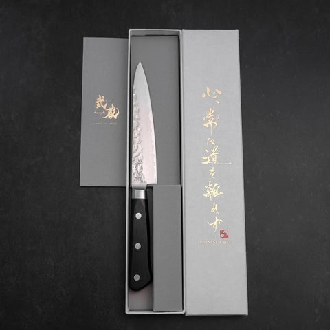 Petty AUS-8 Tsuchime Schwarzer Westlicher Griff 135mm-[Musashi]-[Japan-Küchenmesser]
