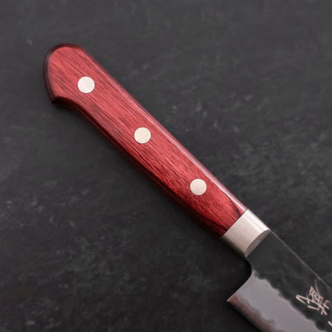 Petty Aogami Super Edelstahlummantelung Kurouchi Tsuchime Roter Westlicher Griff 150mm-[Musashi]-[Japan-Küchenmesser]